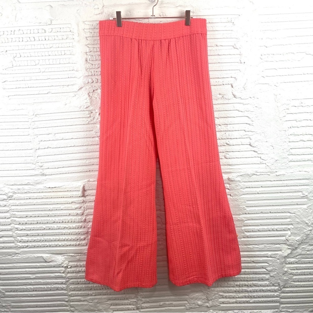 VINTAGE 70s Handmade Pull On Pants High Rise Flare Bell Bottom Coral Color 10
